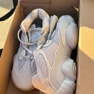Kids White Mesh & Suede Athletic Sneakers